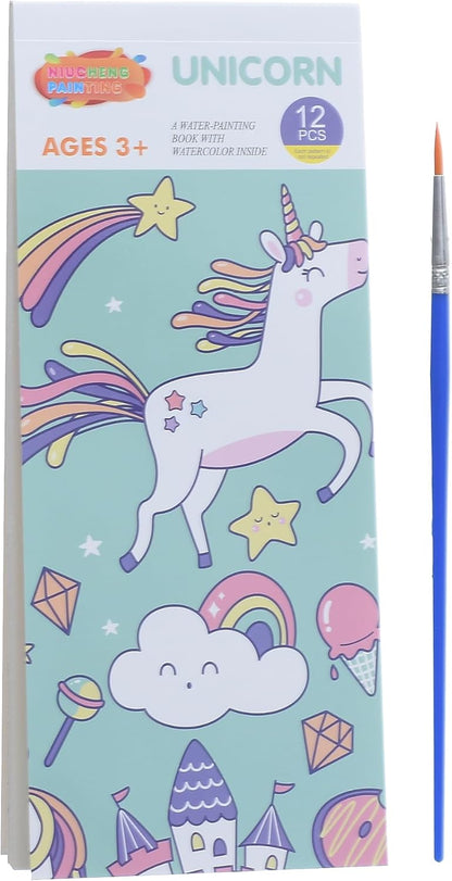 Water Painting Book 12 Pages with Paint Brush