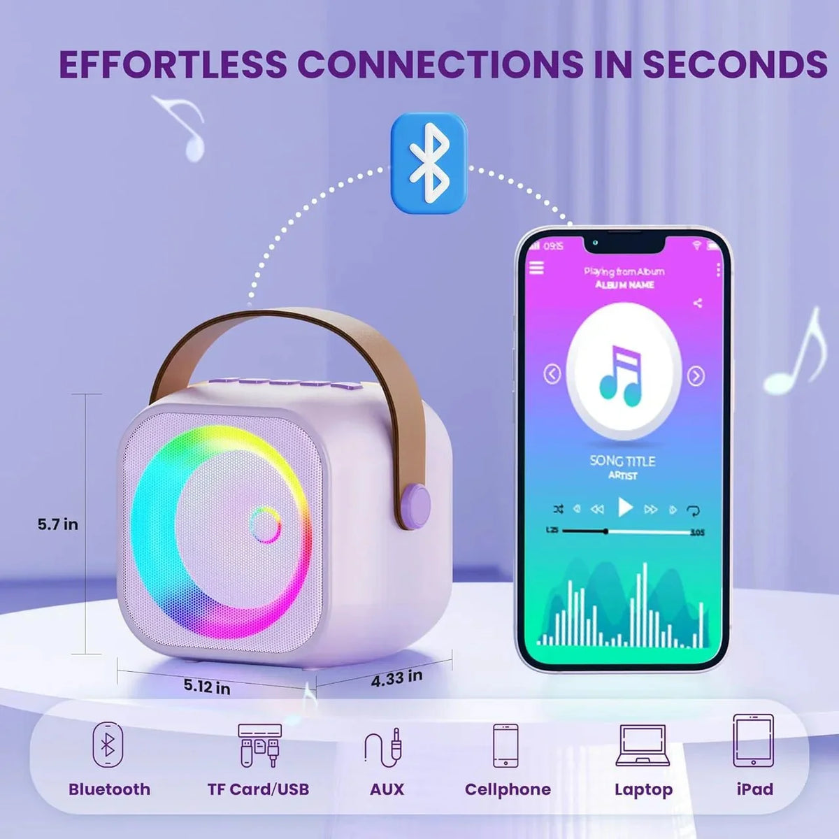 Kids Bluetooth Speaker System with 1 Wireless Mic